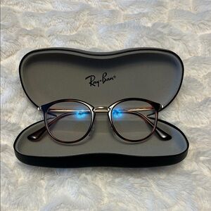 Ray-Ban RB7140 Tortoise Shell Round Glasses with Rose Gold Metal Accents